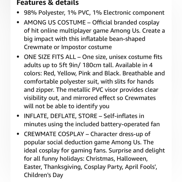 AMONG US - Black Inflatable Costume (one size fits most) Toikido/YuMeToys RARE😎 - Picture 7 of 16